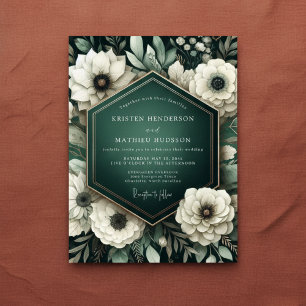 Emerald-Anemone-Botanische-Romantik-Hochzeit Einladung