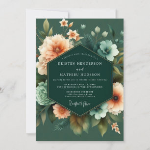 Emerald-Aprikosen-Künstlerische Hochzeit Einladung