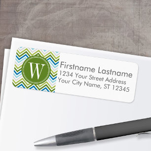 Emerald & Aquamarin Modern Zickzack Mustermonogram