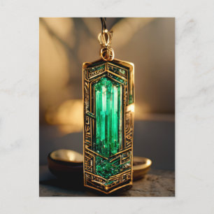Emerald Art Deco Anhänger Postkarte