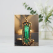 Emerald Art Deco Anhänger Postkarte (Stehend Vorderseite)