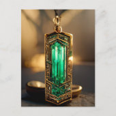 Emerald Art Deco Anhänger Postkarte (Vorderseite)