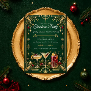 Emerald Art Deco Weihnachtsfeier Einladung