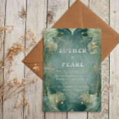 Emerald Art Nouveau Ginkgo Wedding Einladung