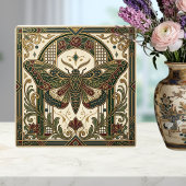 Emerald Art Nouveau Moth Decorative Tile Fliese