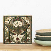 Emerald Art Nouveau Moth Decorative Tile Fliese