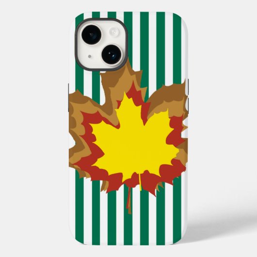 Emerald Autumnal Streifen mit Blätter Case-Mate iPhone Hülle (Rückseite)