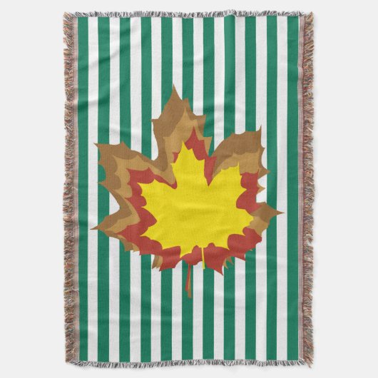 Emerald Autumnal Streifen mit Blätter Decke (Vorderseite Vertikal)