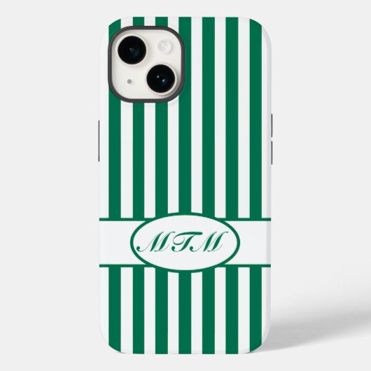 Emerald-Autumnal-Streifen mit Monogramm Case-Mate iPhone Hülle (Rückseite)