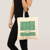 Emerald-Autumnal-Streifen mit Monogramm Tragetasche (Vorderseite (Produkt))