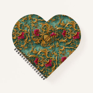 Emerald Barock Blumenmuster mit goldenen Ornamente Notizblock