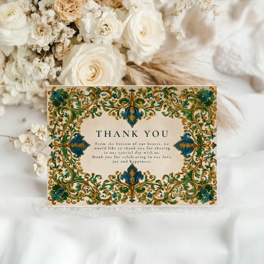 Emerald Barock Islamische Hochzeit Dankeskarte