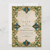 Emerald Barock Islamische Hochzeit Save The Date (Vorderseite)