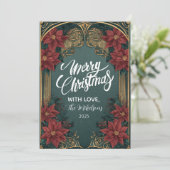 Emerald Baroque Christmas Feiertagskarte (Stehend Vorderseite)