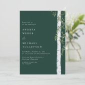 Emerald Birch Tree Aspen Greenerity Wedding Einladung (Stehend Vorderseite)
