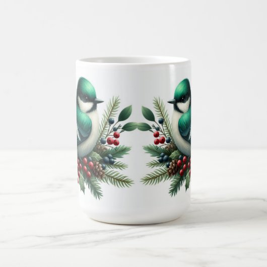 Emerald Birds und Berries Holiday Motif Kaffeetasse (Mittel)