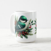 Emerald Birds und Berries Holiday Motif Kaffeetasse (Vorderseite Links)