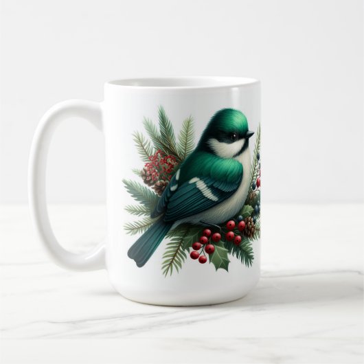 Emerald Birds und Berries Holiday Motif Kaffeetasse (Links)