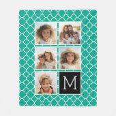 Emerald Black Instagram 5 Foto Collage Monogram Fleecedecke (Vorderseite)