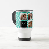 Emerald & Black Instagram 5 Foto Collage Monogramm Reisebecher (Vorderseite Links)