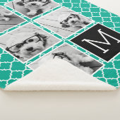 Emerald & Black Instagram 5 Foto Collage Monogramm Sherpadecke (3/4)