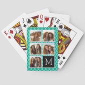 Emerald & Black Instagram 5 Foto Collage Monogramm Spielkarten (Rückseite)
