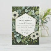 Emerald Bloom Botanical Wedding Einladung (Stehend Vorderseite)