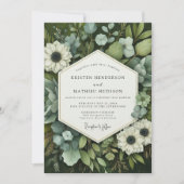 Emerald Bloom Botanische Hochzeit Einladung (Vorderseite)