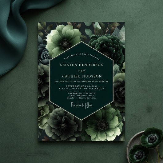 Emerald Bloom Opulent Wedding Einladung