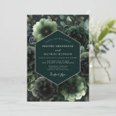 Emerald Bloom Opulent Wedding Einladung (Stehend Vorderseite)