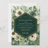 Emerald Bloom Romance Hochzeit Einladung (Vorderseite)