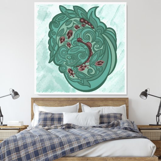 Emerald Blossoms Leinwanddruck (Insitu (Schlafzimmer))