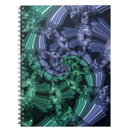 Emerald Blue Crystalline Energy Fractal Art Notizblock