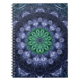 Emerald Blue Crystalline Energy Fractal Art Notizblock