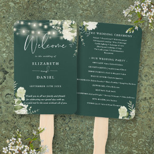 Emerald Blumengirlanden-Lichter Hochzeitsprogramm Fächer