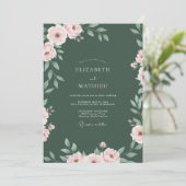 Emerald-Blush-Blütenhochzeit Einladung (Stehend Vorderseite)