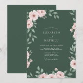 Emerald-Blush-Blütenhochzeit Einladung (Vorne/Hinten)