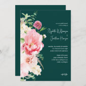 Emerald Blush Dark Moody Floral Stilschrift Einladung (Vorne/Hinten)