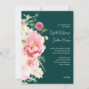 Emerald Blush Dark Moody Floral Stilschrift Einladung