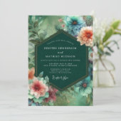 Emerald-Blüten-Wundervolle Hochzeit Einladung (Stehend Vorderseite)