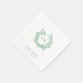 Emerald Boho Ornate Monogramm Hochzeit Serviette (Ecke)