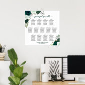Emerald Boho Rose 13 Tabelle Seating Chart Poster (Heimbüro)
