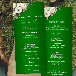 Emerald Boho White Roses Wedding Program Programm