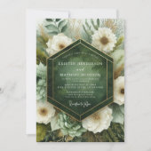 Emerald Botanical Bloom Wedding Einladung (Vorderseite)
