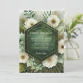 Emerald Botanical Bloom Wedding Einladung (Stehend Vorderseite)