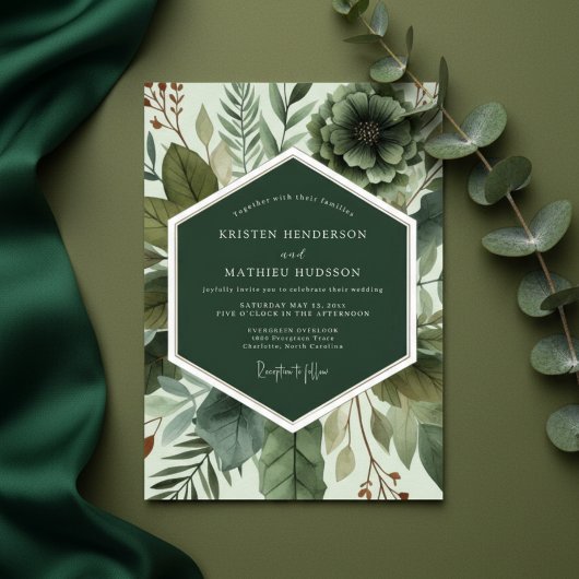 Emerald Botanical Ethereal Wedding Einladung