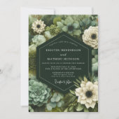 Emerald Botanical Opulence Wedding Einladung (Vorderseite)
