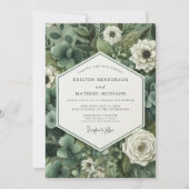 Emerald Botanical Romance Wedding Einladung (Vorderseite)