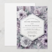 Emerald Botanical Romance Wedding Einladung (Vorne/Hinten)