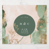 Emerald Botanicals Gold Moderner Eukalyptus Gin Ov Alkoholflaschenetikett (Einzelnes Label)